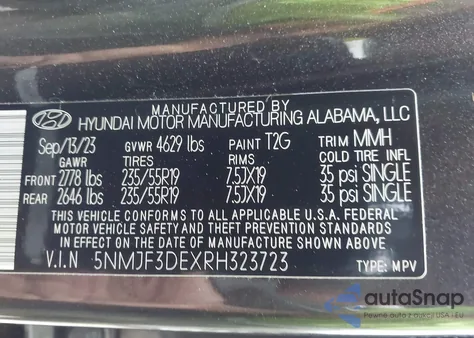 2024 Hyundai Tucson Sel z USA, uszkodzony, nr VIN 5NMJF3DEXRH323723